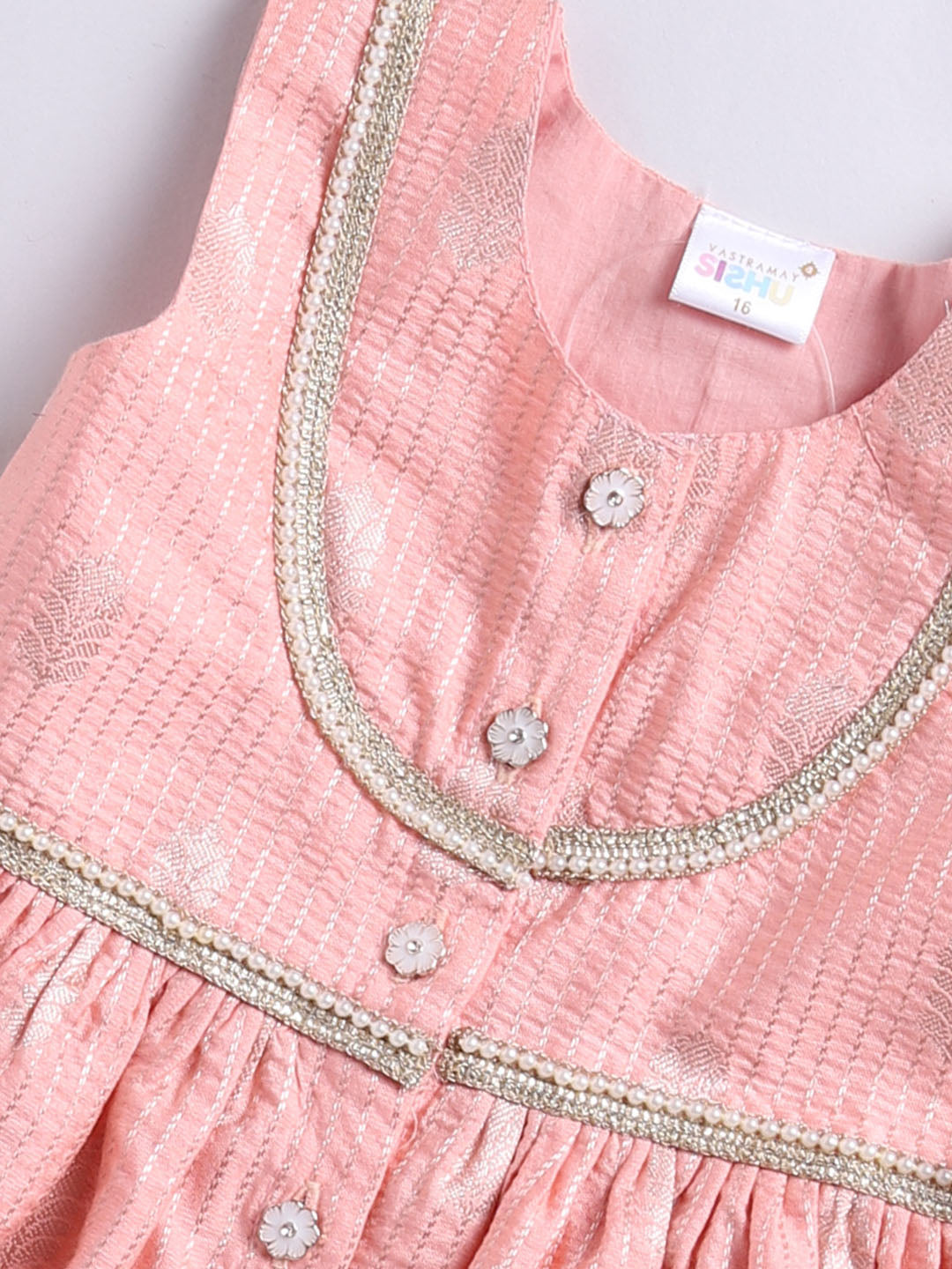 VASTRAMAY Girls' Pink Ethnic Combo Set - qivii