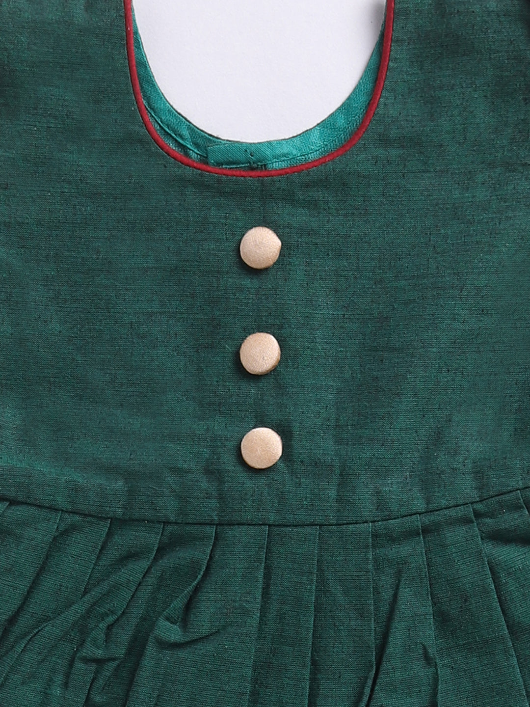 VASTRAMAY Girls' Green Frock, Shoe And Head Band - qivii