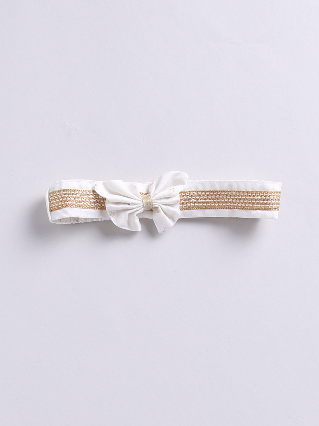 VASTRAMAY Girls' White Frock, Shoe And Head Band - qivii