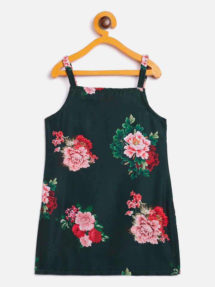 VASTRAMAY SISHU Girls Multicolor-Base-Green Cotton Blend Kurta and Dhoti Set - qivii