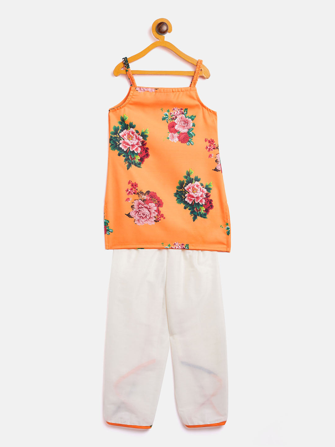 VASTRAMAY SISHU Girls Multicolor-Base-Yellow Cotton Blend Kurta and Dhoti Set - qivii