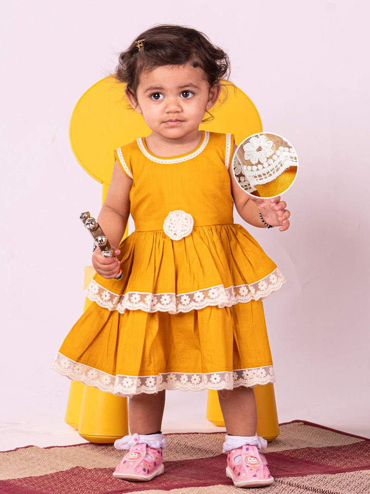 VASTRAMAY Girls' Mustard Dress - qivii