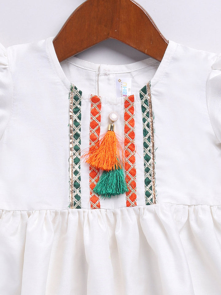 VASTRAMAY Girls' White Dress - qivii