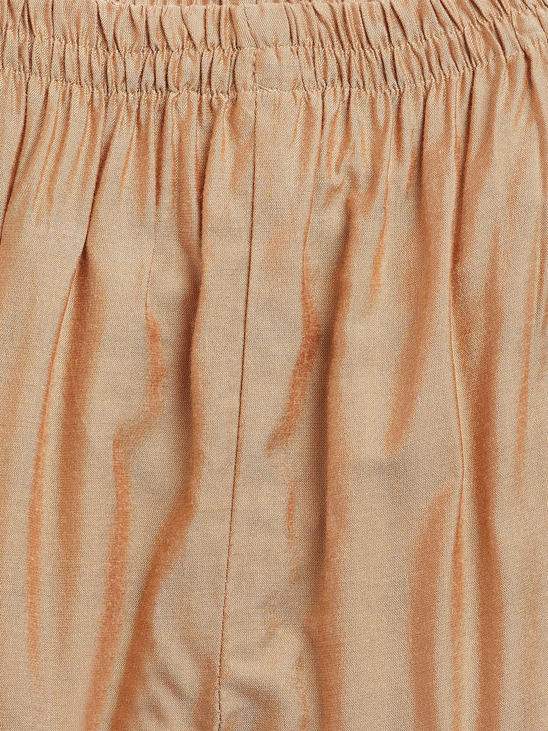 VASTRAMAY SISHU Girls' Gold Zari Kurta And Rose Gold Sharara Set - qivii