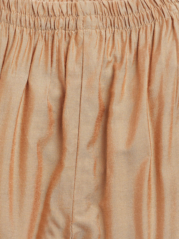 VASTRAMAY SISHU Girls' Gold Zari Kurta And Rose Gold Sharara Set - qivii