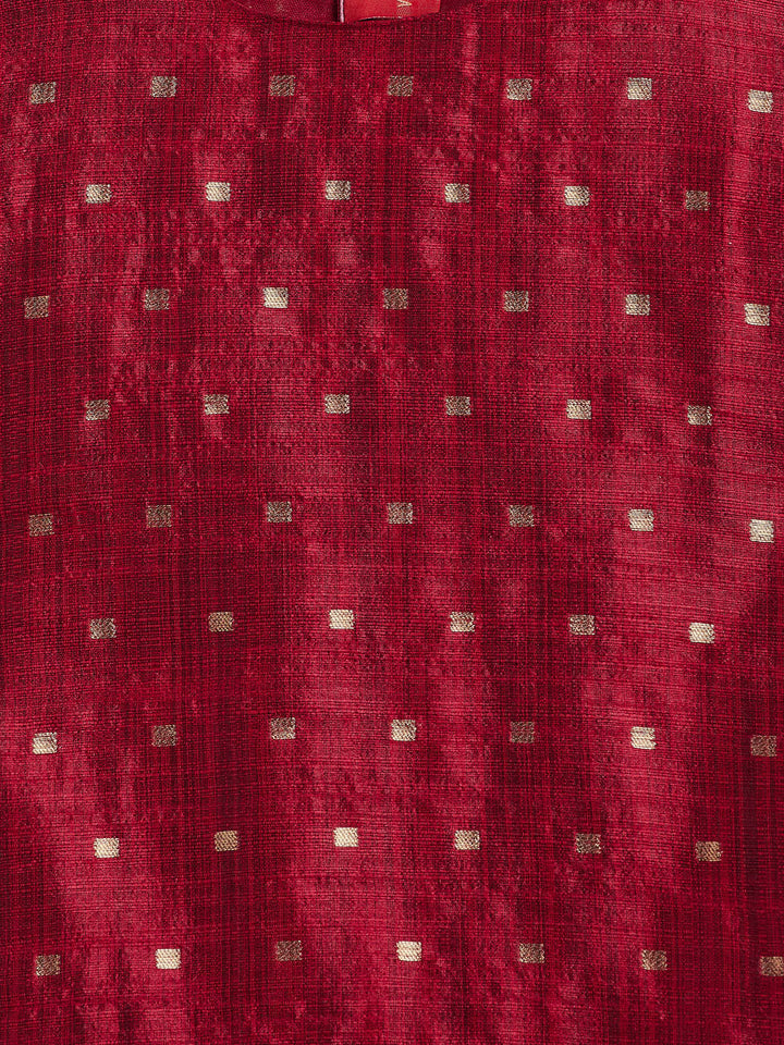 VASTRAMAY SISHU Girls' Maroon Zari Kurta And Maroon Sharara Set - qivii