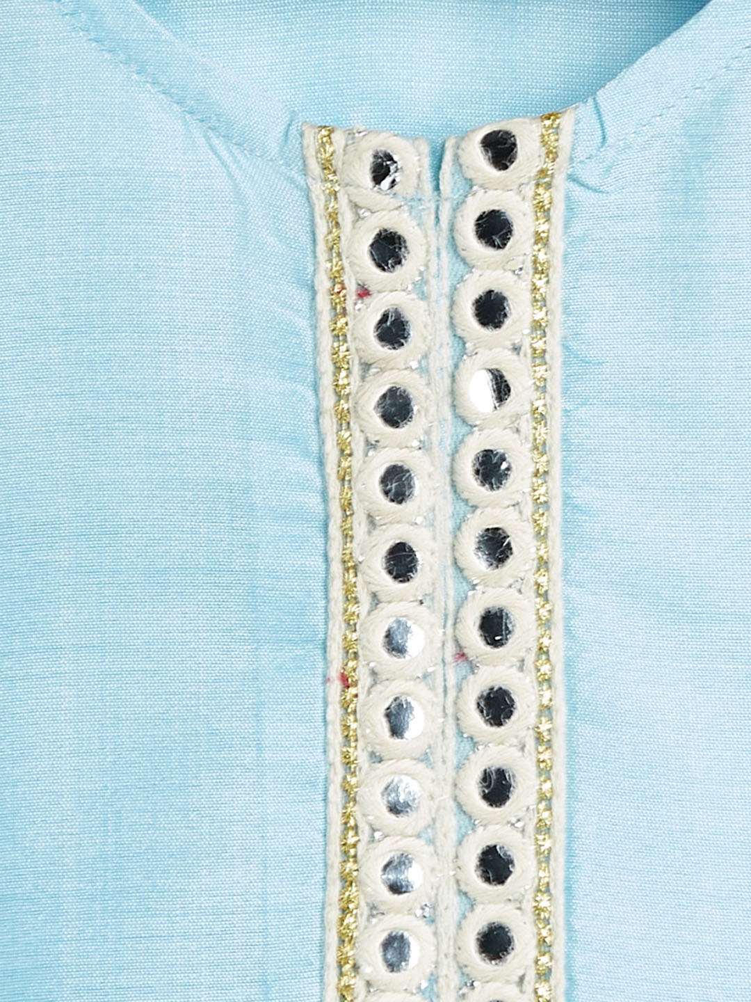 VASTRAMAY SISHU Girls' Aqua Blue Viscose Kurta And Straight Pant Set - qivii