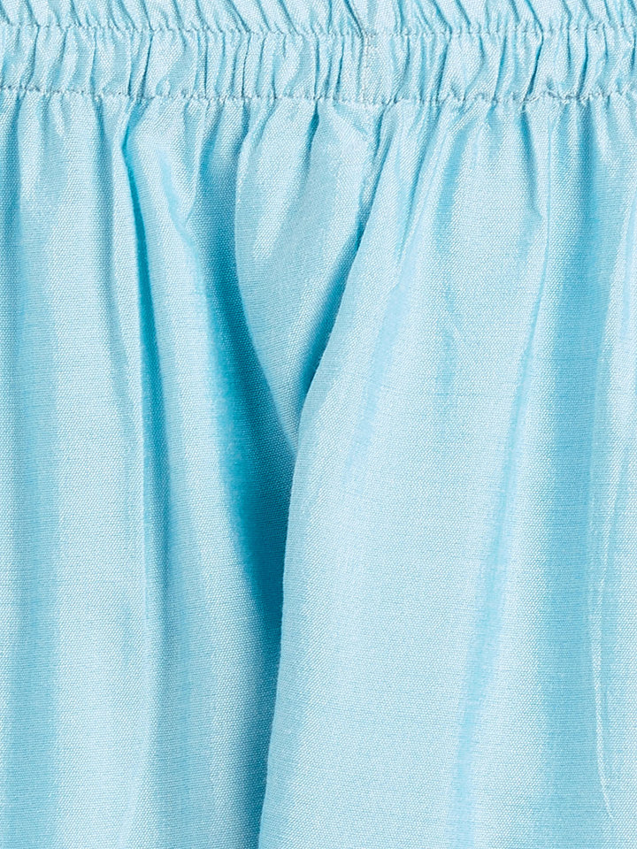 VASTRAMAY SISHU Girls' Aqua Blue Viscose Kurta And Straight Pant Set - qivii