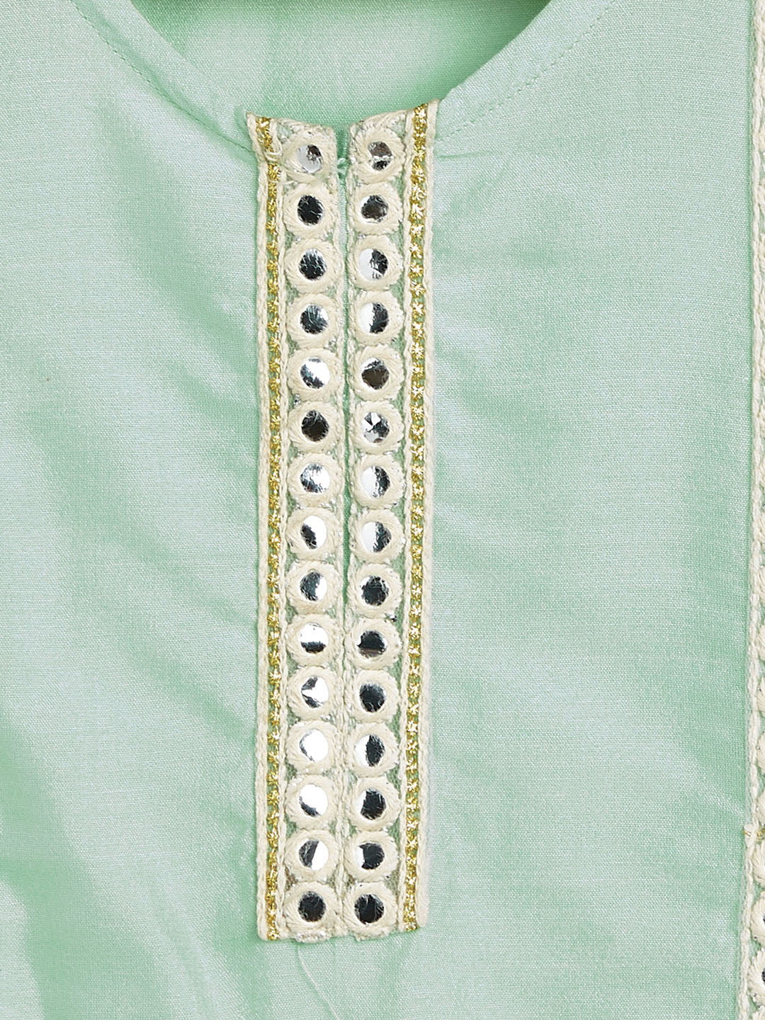 VASTRAMAY SISHU Girls' Mint Green Viscose Kurta And Straight Pant Set - qivii