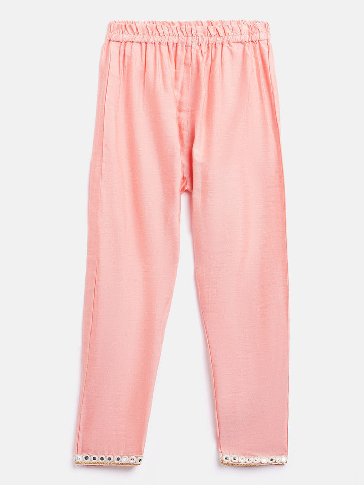 VASTRAMAY SISHU Girls' Pink Viscose Kurta And Straight Pant Set - qivii