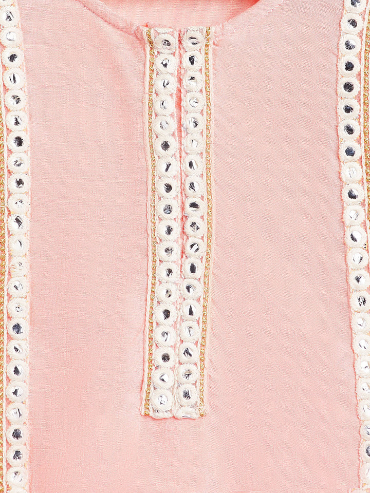 VASTRAMAY SISHU Girls' Pink Viscose Kurta And Straight Pant Set - qivii