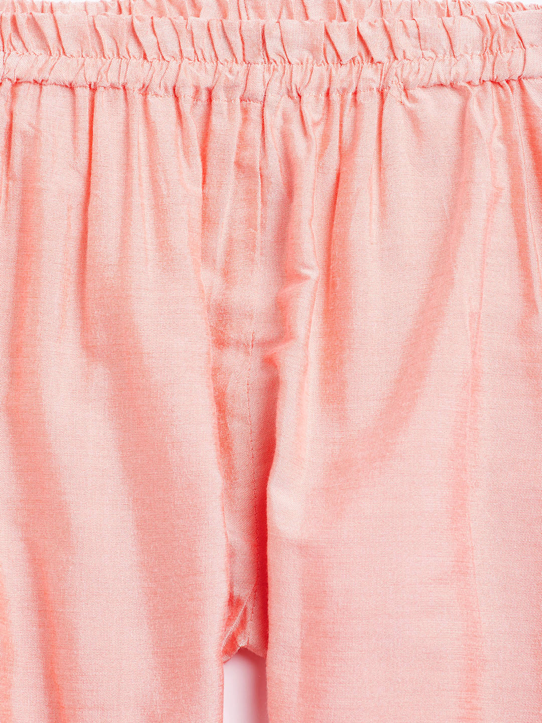 VASTRAMAY SISHU Girls' Pink Viscose Kurta And Straight Pant Set - qivii