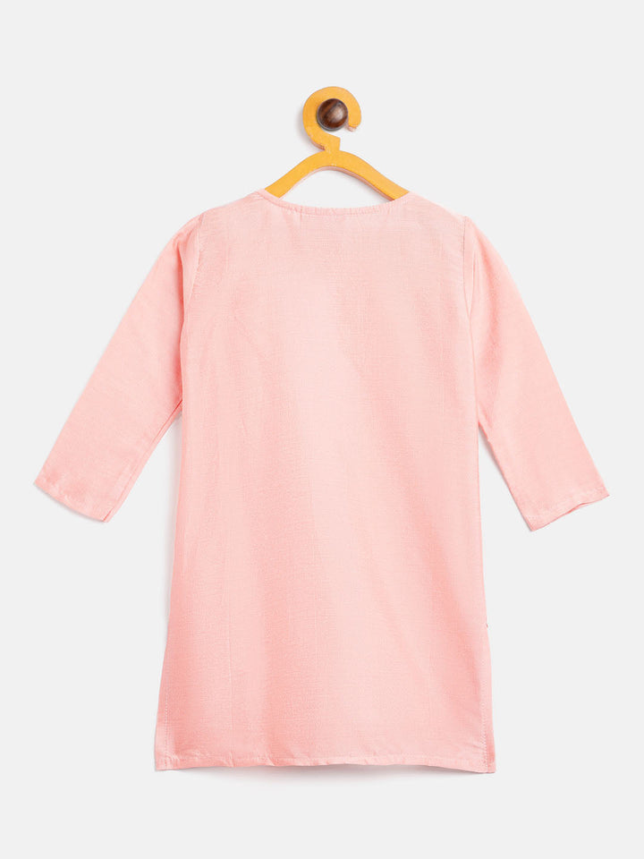 VASTRAMAY SISHU Girls' Pink Viscose Kurta And Straight Pant Set - qivii