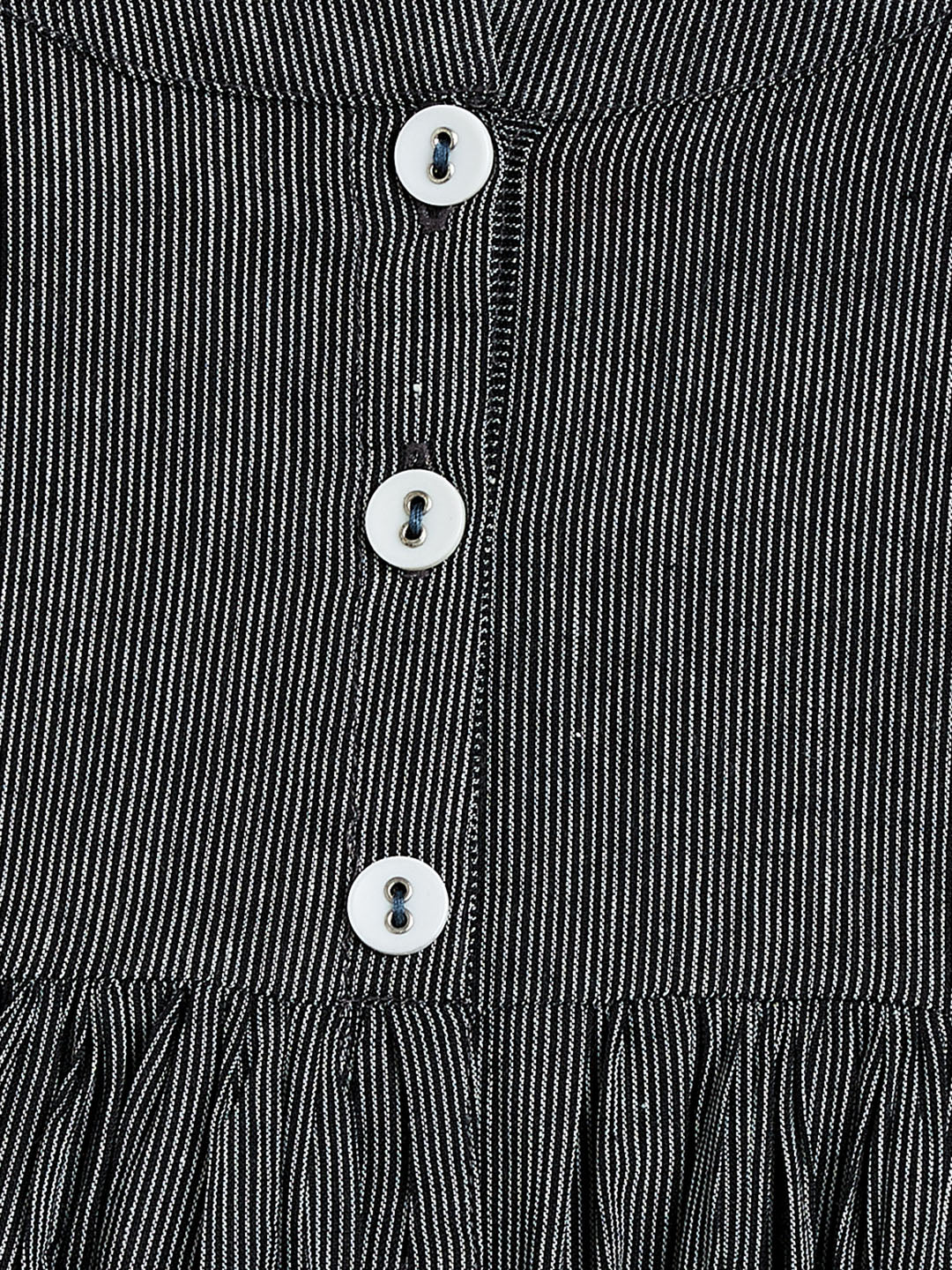 VASTRAMAY SISHU Girl's Black Striped Handloom Kurta With Cream Pyjama Set - qivii