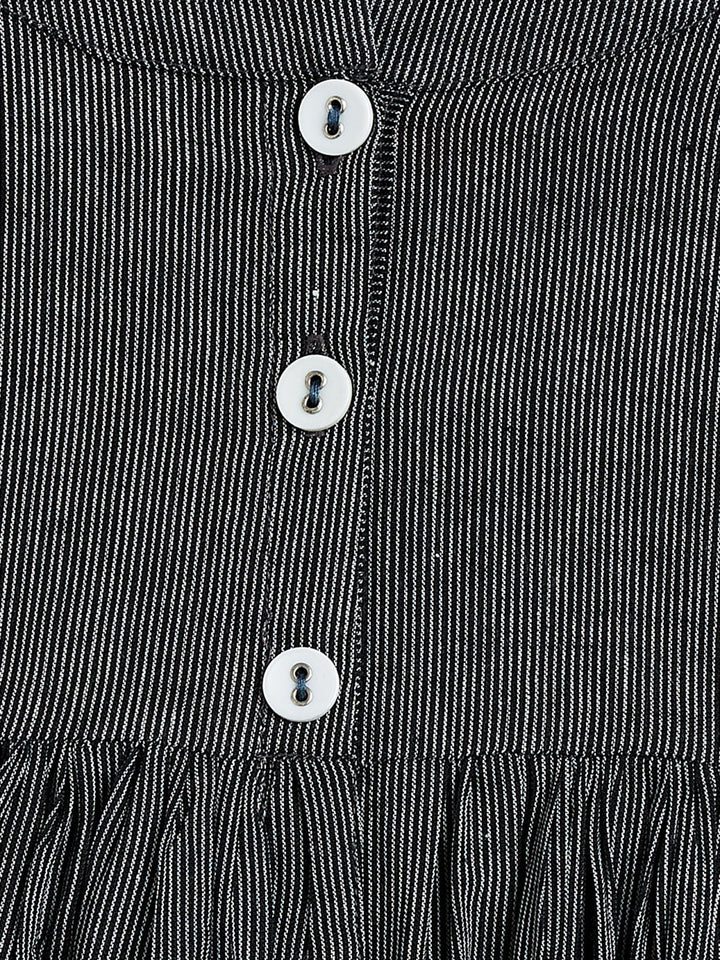 VASTRAMAY SISHU Girl's Black Striped Handloom Kurta With Cream Pyjama Set - qivii