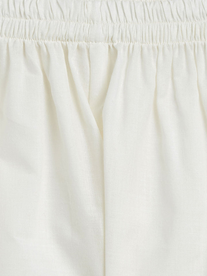 VASTRAMAY SISHU Girl's Black Striped Handloom Kurta With Cream Pyjama Set - qivii