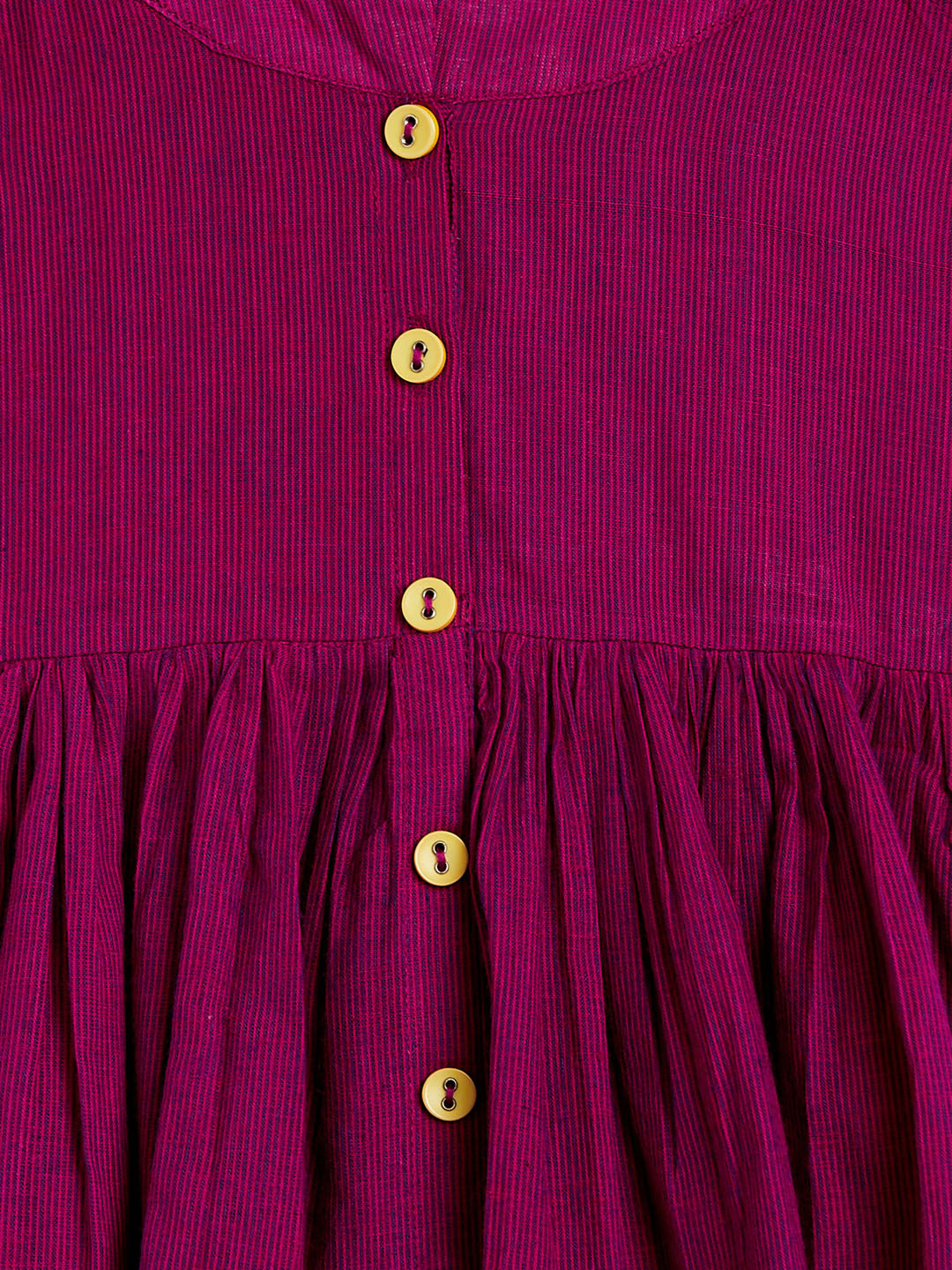 VASTRAMAY SISHU Girl's Purple Striped Handloom Kurta With Yellow Pyjama Set - qivii