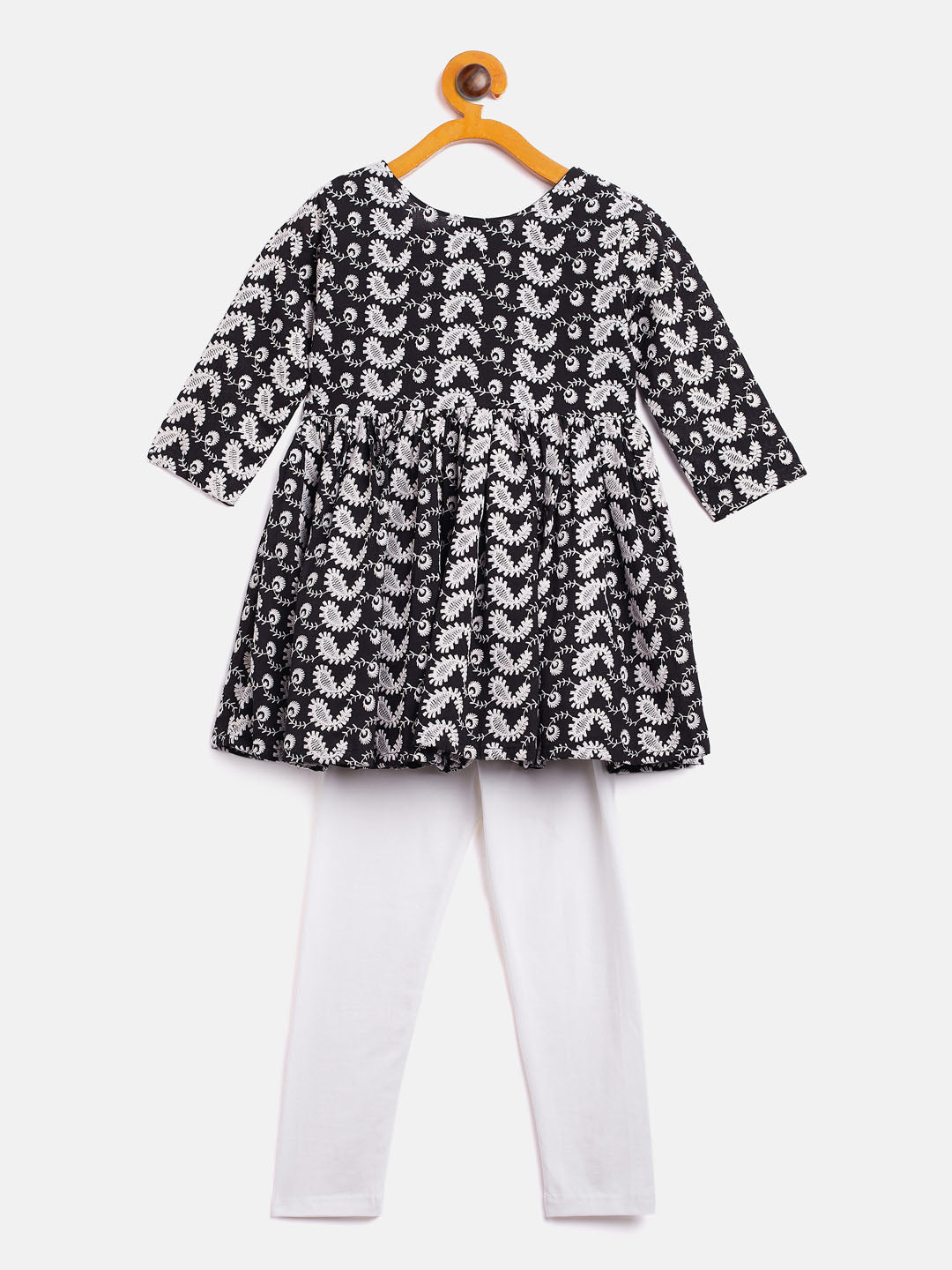 VASTRAMAY SISHU Girl's Black Chikankari Kurta Leggings Set - qivii