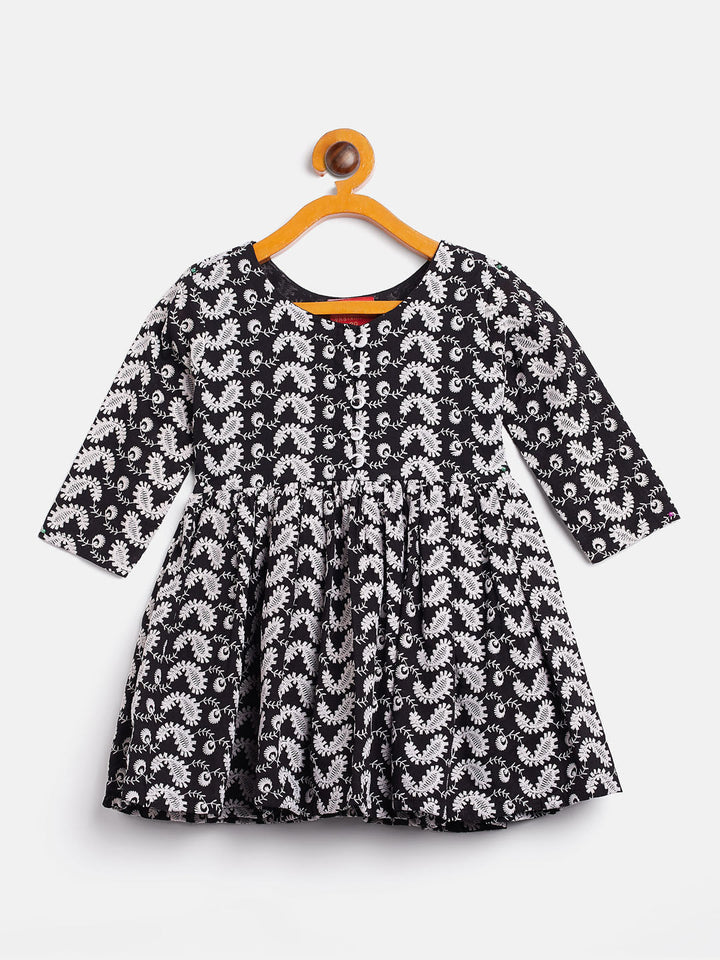 VASTRAMAY SISHU Girl's Black Chikankari Kurta Leggings Set - qivii