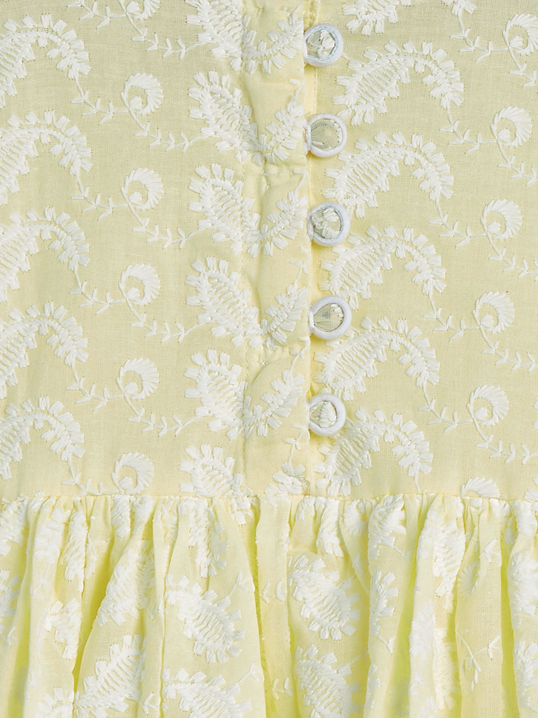 VASTRAMAY SISHU Girl's Yellow And White Chikankari Kurta Leggings Set - qivii