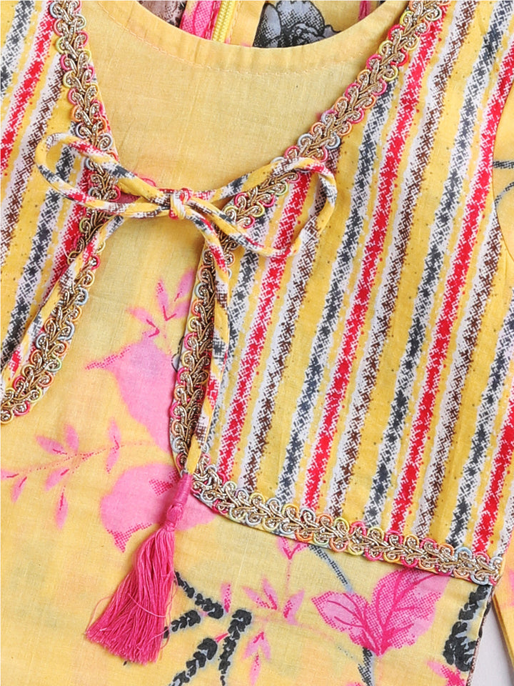 VASTRAMAY Girls' Yellow Kurta And Patiala Set - qivii