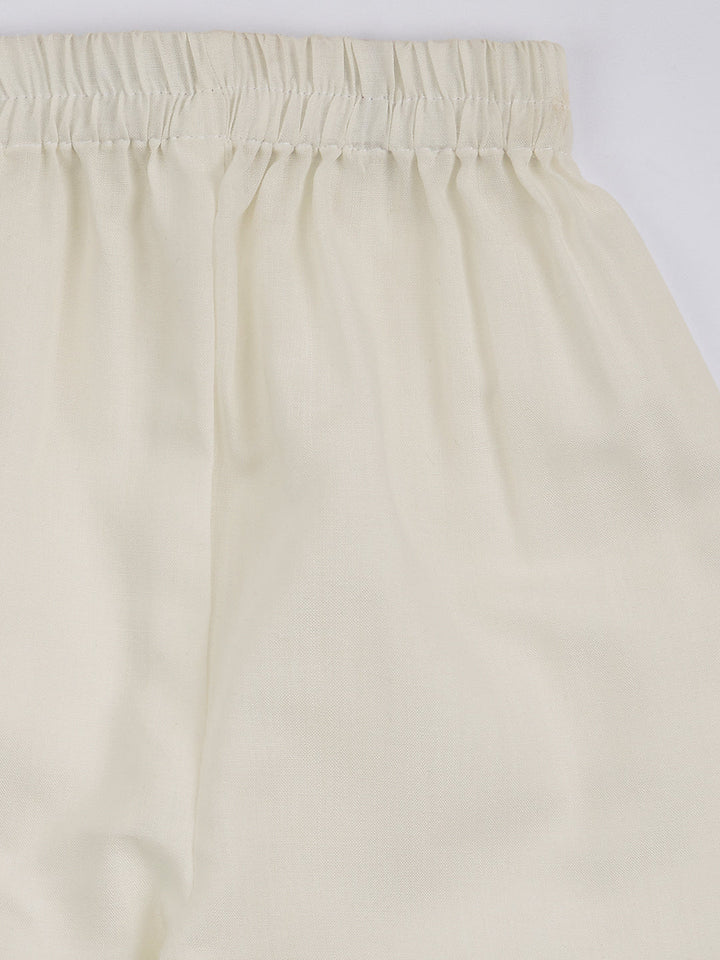 VASTRAMAY Girls' Cream Kurta Pant Set - qivii