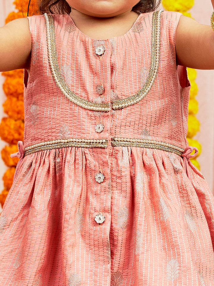 VASTRAMAY Girls' Pink Kurta Pant Set - qivii