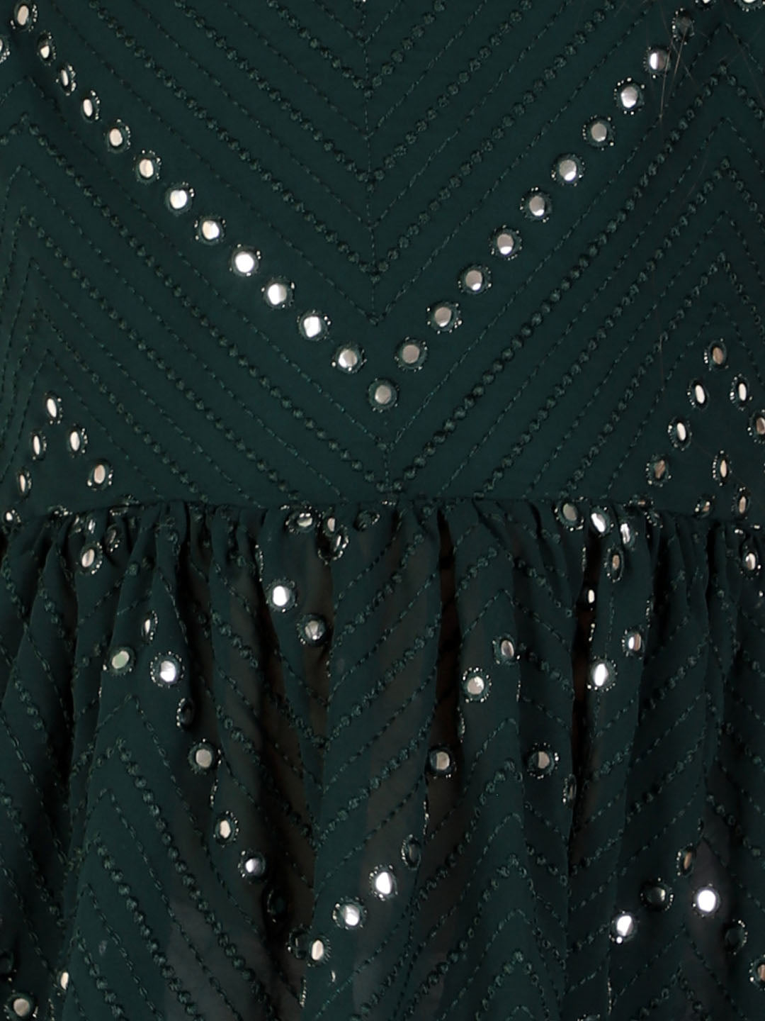 VASTRAMAY Girl's Green Mirror Kurta Pyjama Set - qivii