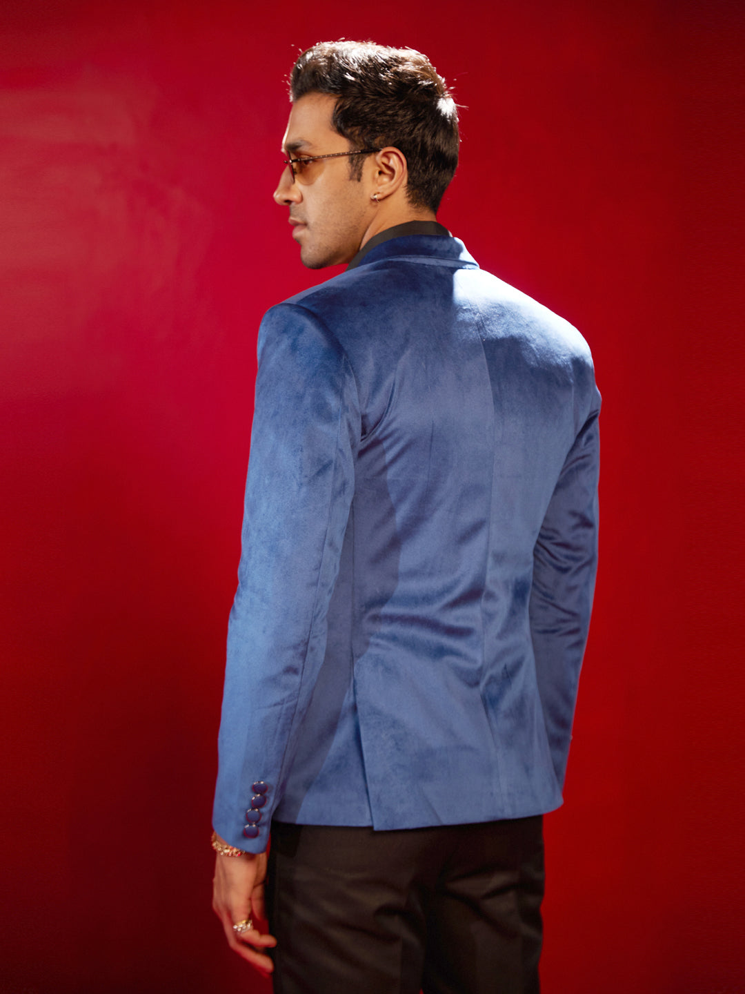 Men's Navy Blue Velvet Fancy Blazer