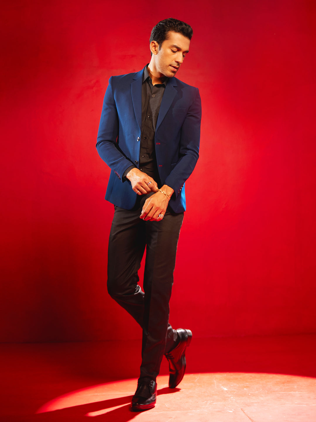 Men's Navy Blue Silk Blend Blazer