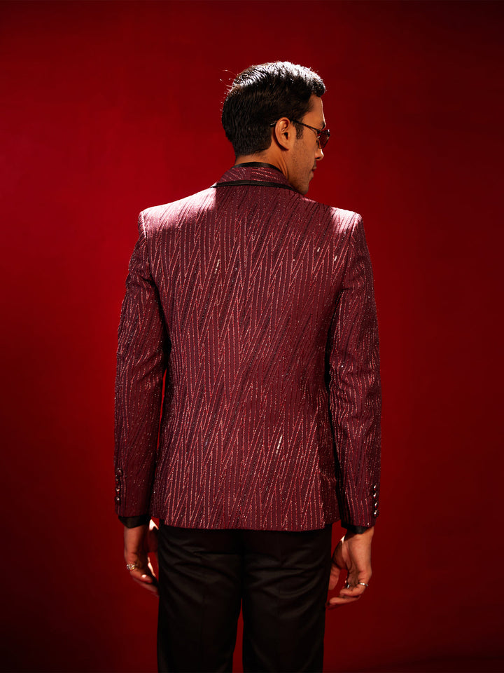 Men's Maroon Silk Blend Blazer