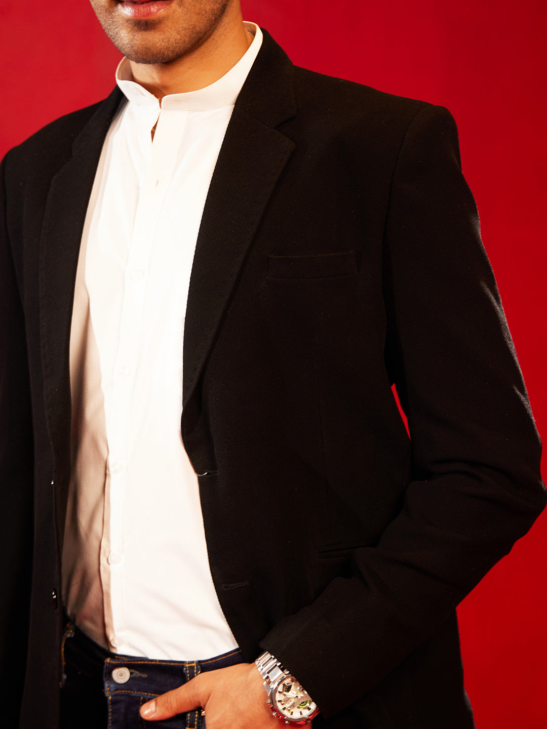 Men's Black Silk Blend Blazer