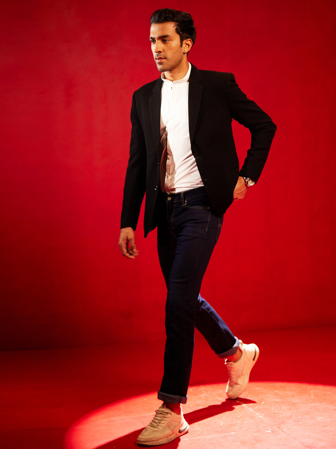 Men's Black Silk Blend Blazer