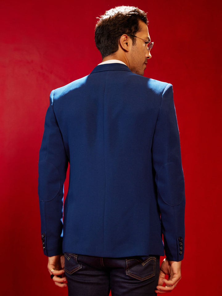 Men's Navy Blue Silk Blend Blazer