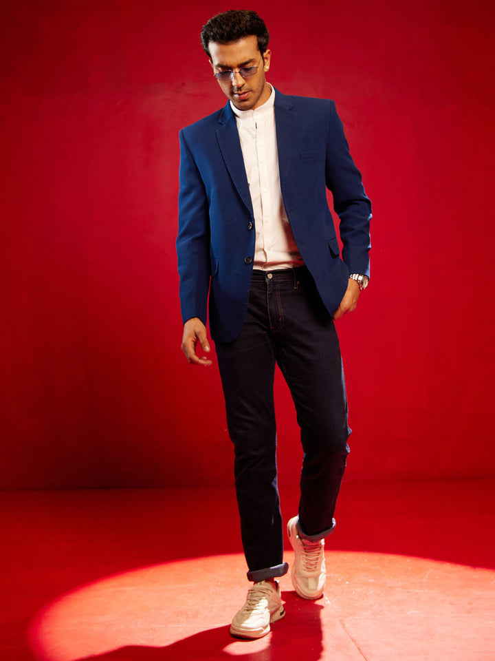 Men's Navy Blue Silk Blend Blazer