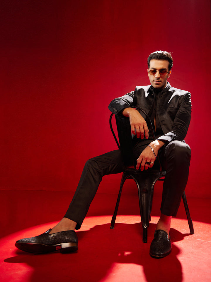 Men's Black Velvet Jodhpuri