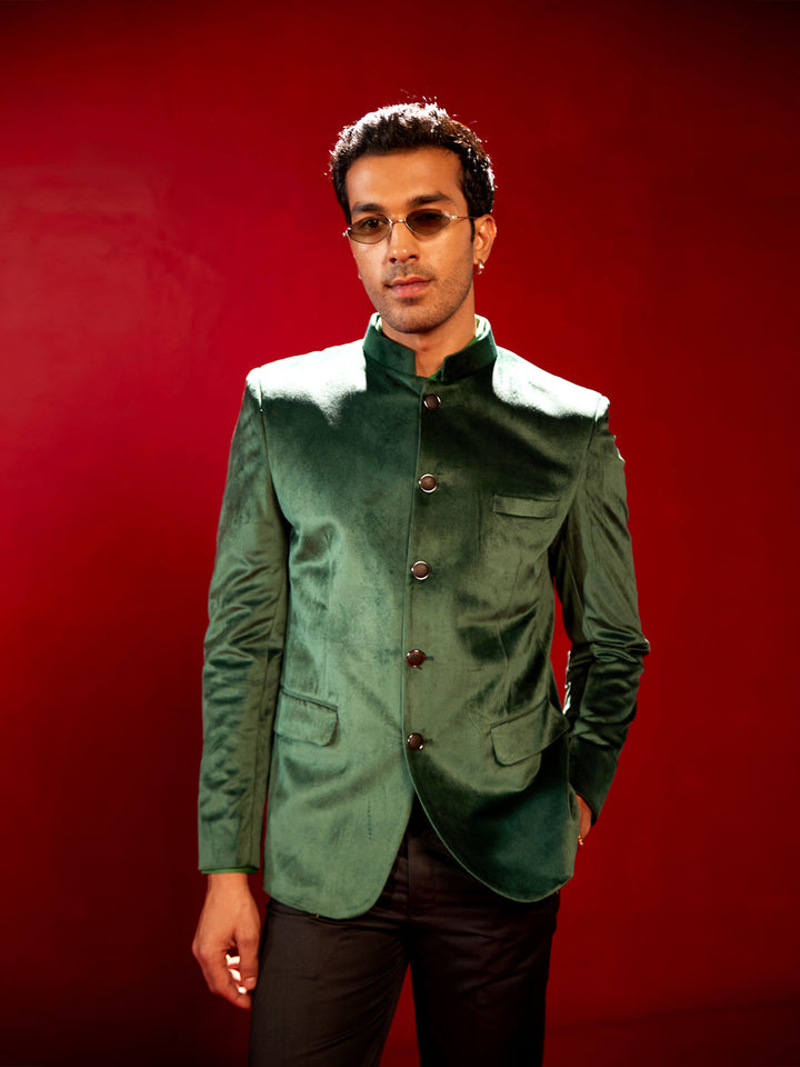 Men's  Green Velvet Jodhpuri