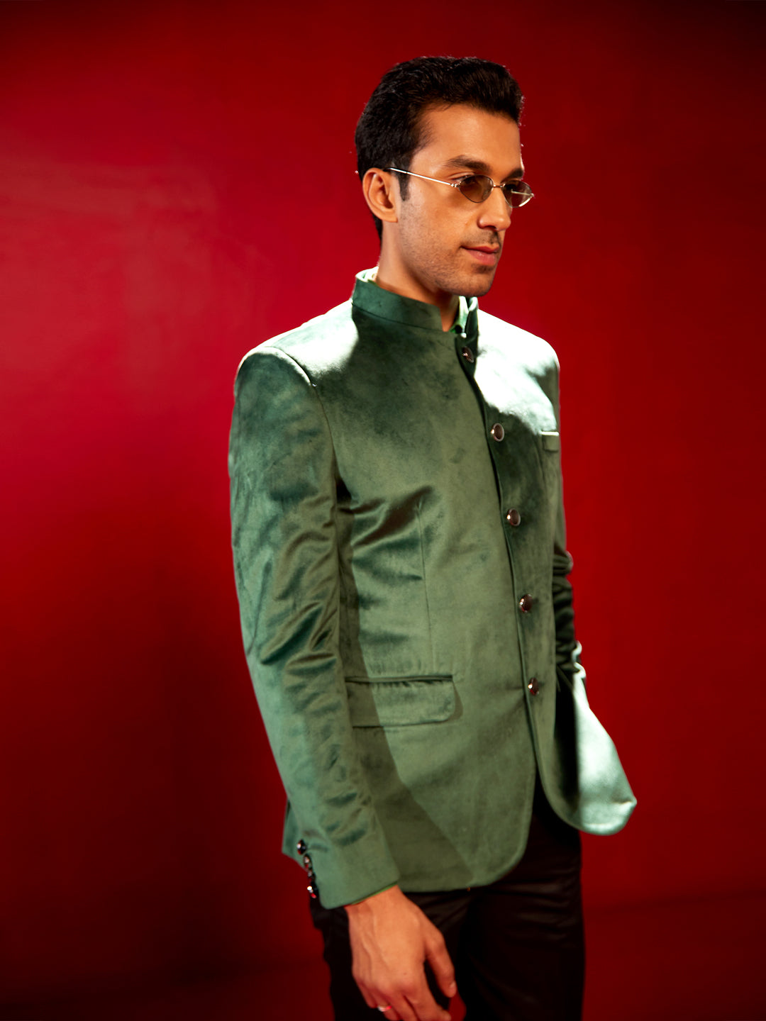 Men's  Green Velvet Jodhpuri