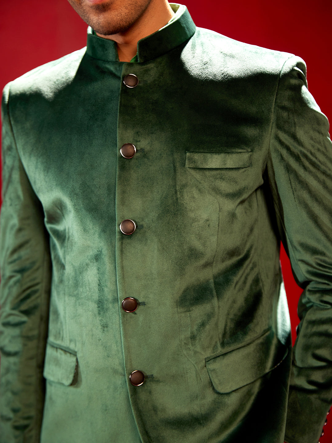 Men's  Green Velvet Jodhpuri