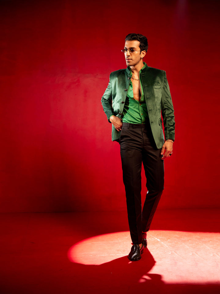 Men's  Green Velvet Jodhpuri