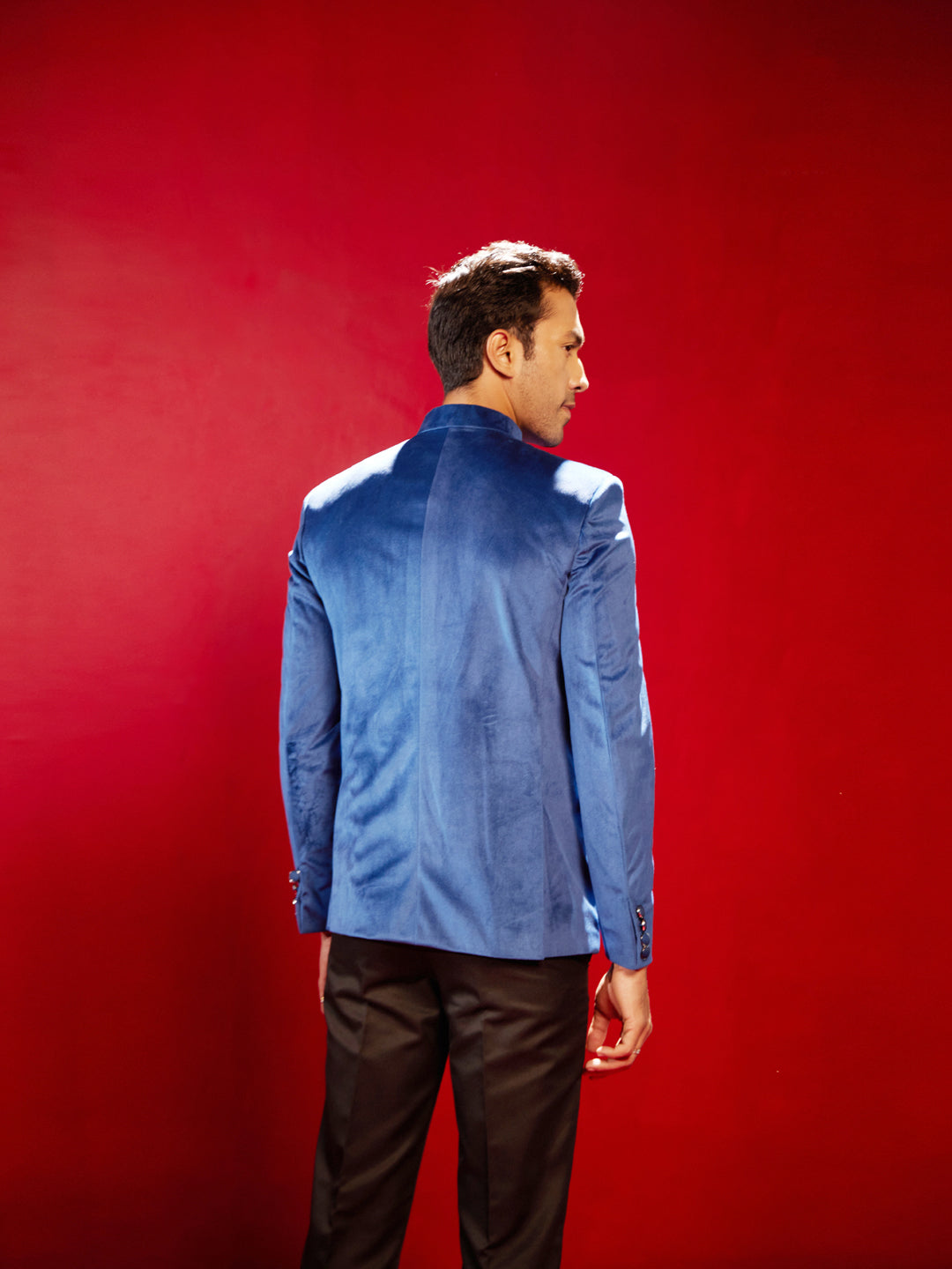 Men's Navy Blue Velvet Jodhpuri