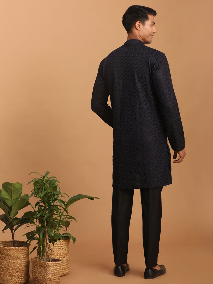 Men's Navy Blue Kurta Pant Set