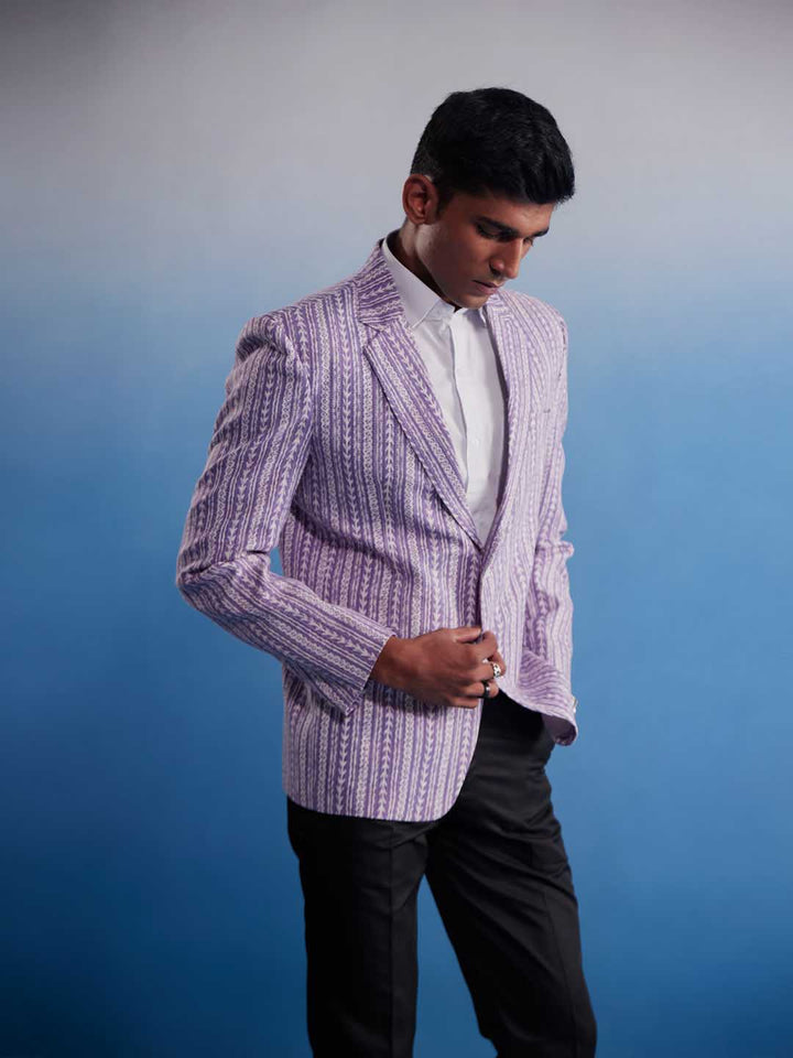 Men's Purple Aztec Printed Blazer