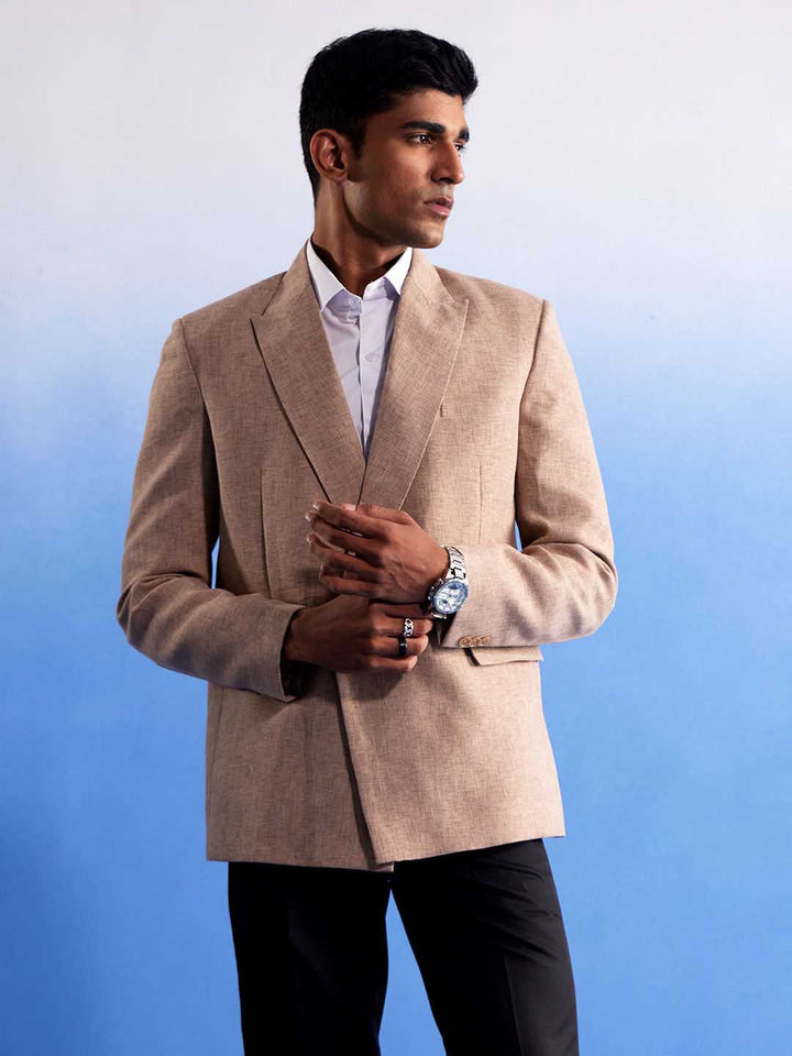 Men's Beige Jute Cotton Blazer