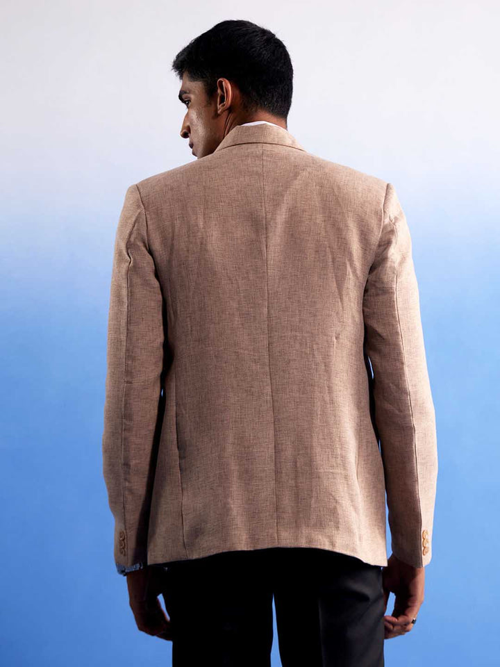 Men's Beige Jute Cotton Blazer