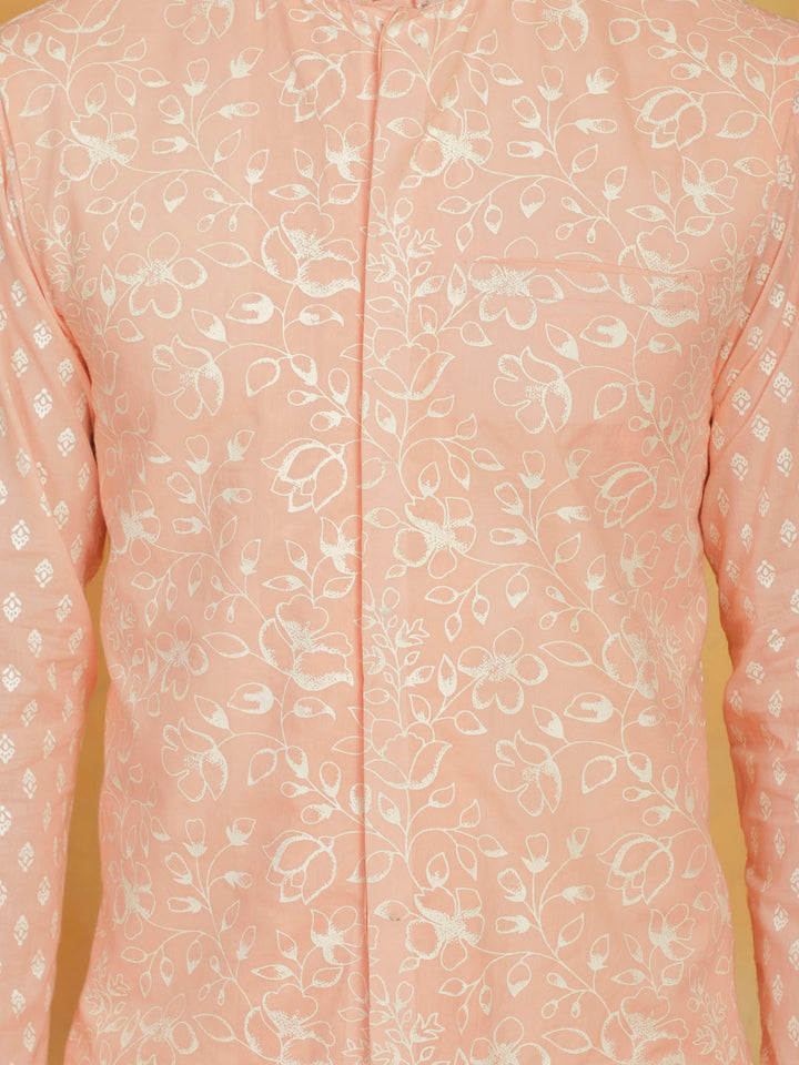Men's Peach Cotton Nehru Jacket