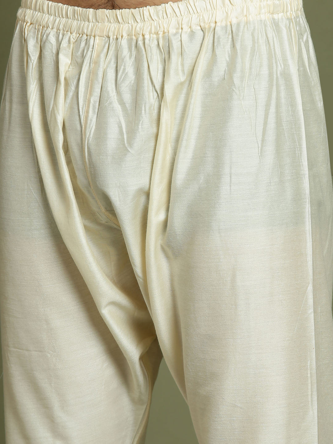 VASTRAMAY Boy's Cream Mirror Work Jacket And Solid Kurta Pyjama Set - qivii