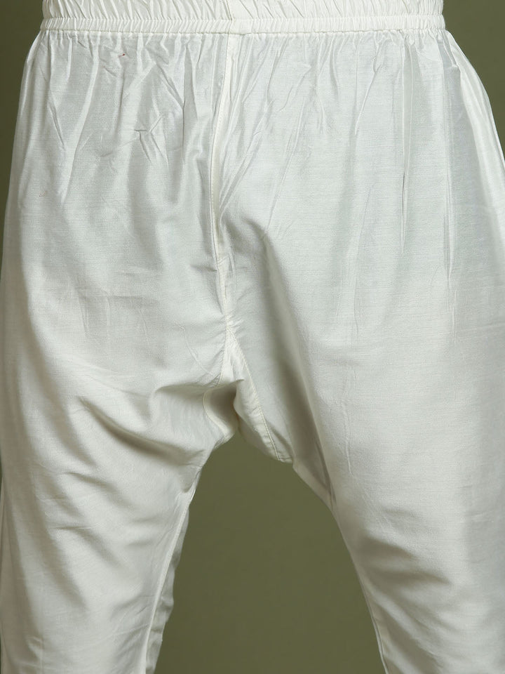 VASTRAMAY Boys Mustard And White Kurta Pyjama Set - qivii