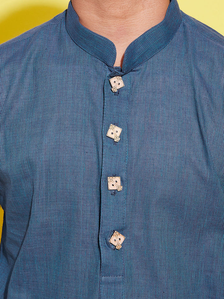 VASTRAMAY Boy's Blue Cotton Kurta - qivii