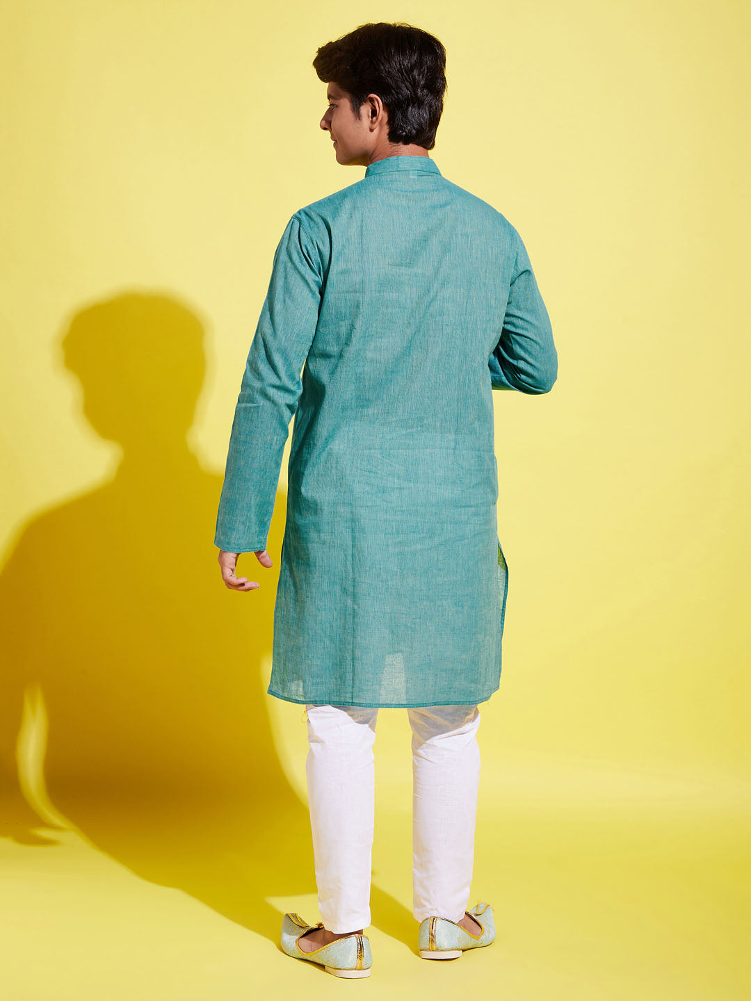 VASTRAMAY Boy's Light Blue Cotton Kurta and Pyjama Set - qivii